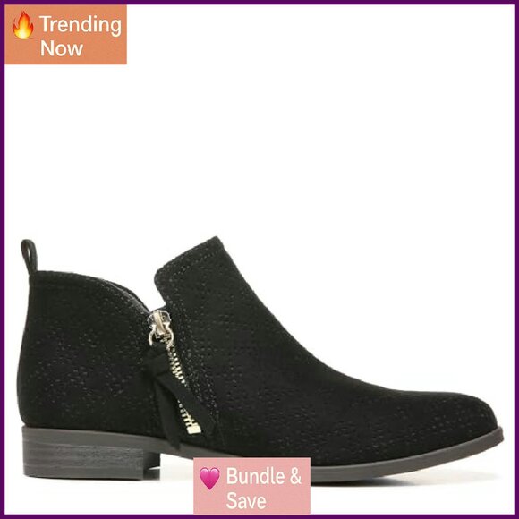 Women's Ankle Booties with Zipper, Recycled Materials, 1 Inch Heel - Picture 7 of 8